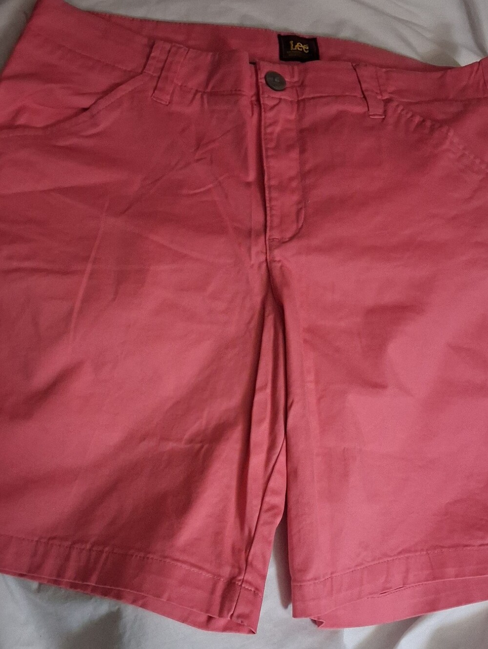 Lee Men’s Coral Pink Flat-Front Cotton Shorts